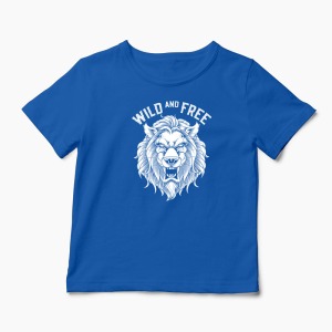 Tricou Leu Wild and Free - Copii-Albastru Regal